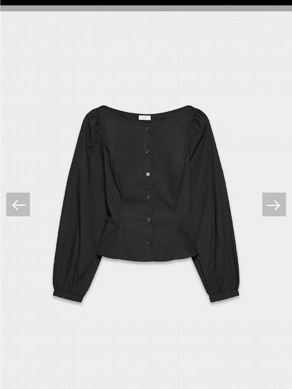 Aritzia Black Button-Front Puff Sleeve Shirt